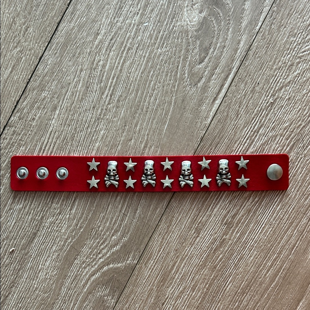 Red Star and Skull Stud Bracelet